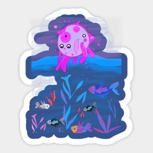 Moon and sea Sticker